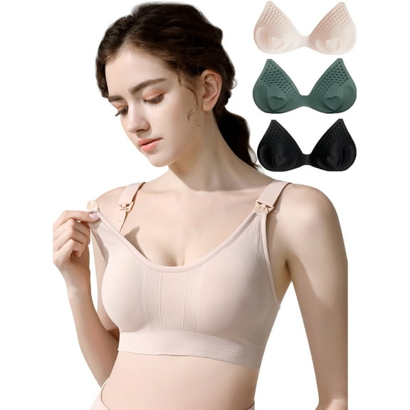 SYNPOS Seamless Maternity & Nursing Sleep Bra for Breastfeeding Maternity Bras Push Up Silk Seamless Pregnancy Bralette Underwear