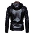 thumbnail image 3 of Wancir Men’s Faux Fur Leather Jacket Autumn Winter Fleece Lined Coat Vintage Bomber Jacket, 3 of 7