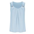 thumbnail image 5 of Scyoekwg Womens Tank Tops Clearance Square Neck O Ring Shoulder Ruched Tank Tops Loose Sling Shirts Ladies Tops Solid Color Comfy Casual Sleeveless Tops Summer Blouses (Light Blue,XL), 5 of 5