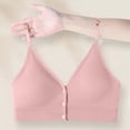 thumbnail image 2 of Women's Front Closure Bra, Full Coverage V Neck Wire Free Bra with Spaghetti Straps, Comfort Feel | VerBelle,Pink Free Size, 2 of 7