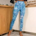 thumbnail image 2 of FAIWAD Women Shiny High Waist Pants Slim Stretchy Jogger Pants Streetwear Party Clubwear Pants, 2 of 6