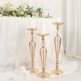 thumbnail image 2 of Efavormart Set Of 3 | Gold Metal Crystal Ball Flower Bowl Pedestal Stand Set, Pillar Candle Holder Stands - 20", 23", 25", 2 of 11