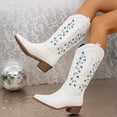 thumbnail image 3 of Leozcaa Cowboy Boots for Women Western Boots Wide Calf Cowgirl Boots Pull On Embroidered Pointed Toe Boots, 3 of 9
