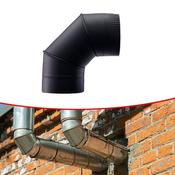 Adaptador de tubo de ventilación para estufa, codo negro de , resistente a altas temperaturas, para accesorios de ventilación de cocina, codo Identificación 20cm