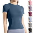 thumbnail image 4 of Brglopf Seamless Workout Tops for Women Short Sleeve Athletic Tees Breathable Gym Running Yoga Shirts(Purple,L), 4 of 4