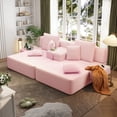 thumbnail image 3 of Oversized Convertible Chaise Lounge 97 Inch Pink Corduroy 2 Seater for Apartment Dorm, 3 of 8