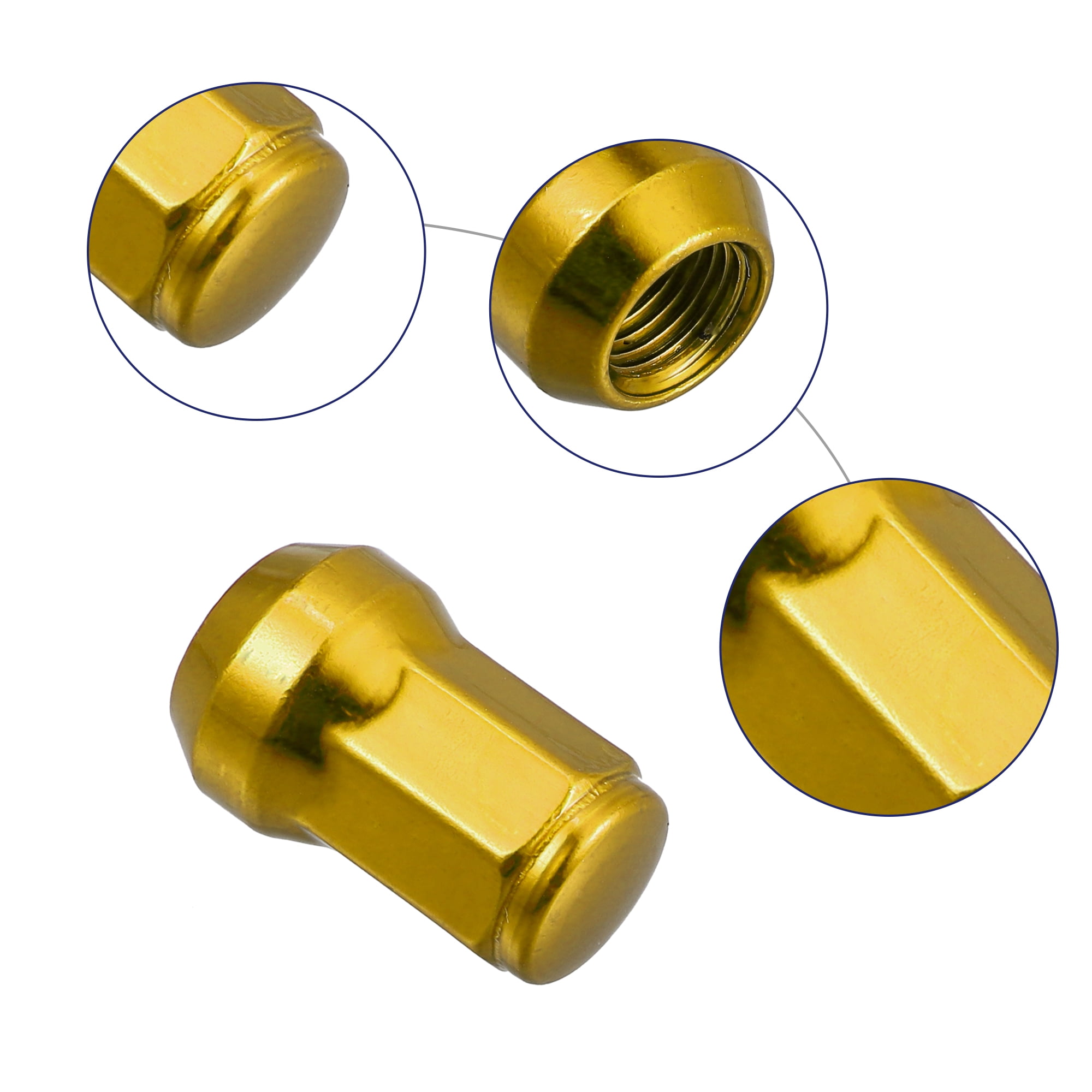 Unique Bargains 20Pcs M12 x 1.25 Car Lug Nuts with Socket Key Gold Tone