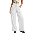 thumbnail image 5 of Mifsaly Casual Dress Pants for Women High Waisted Pleated Wide Leg Trousers Button Front Business Casual Work Slacks with Pockets White,XL, 5 of 6