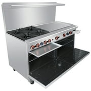 Heavy Duty 60’’Gas 4 Burner Range With 36’’ Griddle and 2 Standard Ovens - Kitma Natural Gas Cooking Performance Group for Kitchen Restaurant, 229,000 BTU