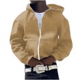 thumbnail image 3 of IYTR Men's Long Sleeve Zip Up Hoodie Sweatshirt with Pockets Drawstring Hooded Jackets Coats Khaki XXXL, 3 of 5