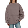 thumbnail image 4 of Women's Neck Sweatshirts,Oversized Turtleneck Long Sleeve Pullover Tops Fall Trendy Soft Sweatshirt Sweatshirts for Women Casual Daily Wear, 4 of 5