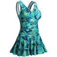 thumbnail image 1 of Women Modest Swim Dresses Flower Printing Plus-Size Swimsuit Padded One Piece Swimwear Bathing Suits, 1 of 5