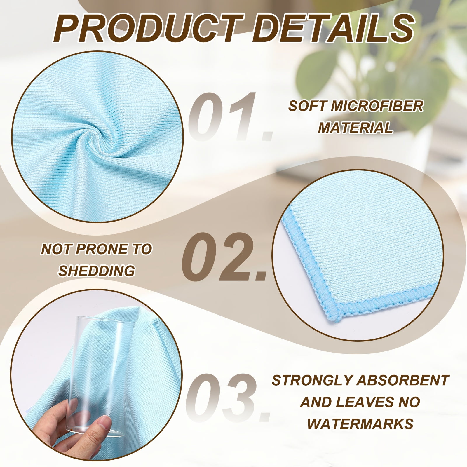 Uxcell 4Pcs Glass Polishing Cloth, 23.6x15.7" Microfiber Cleaning Cloths Lint & Streak Free Quickly Drying Towels for Glassware, Cars, Glasses, Phone Screens, Sunglasses, Blue