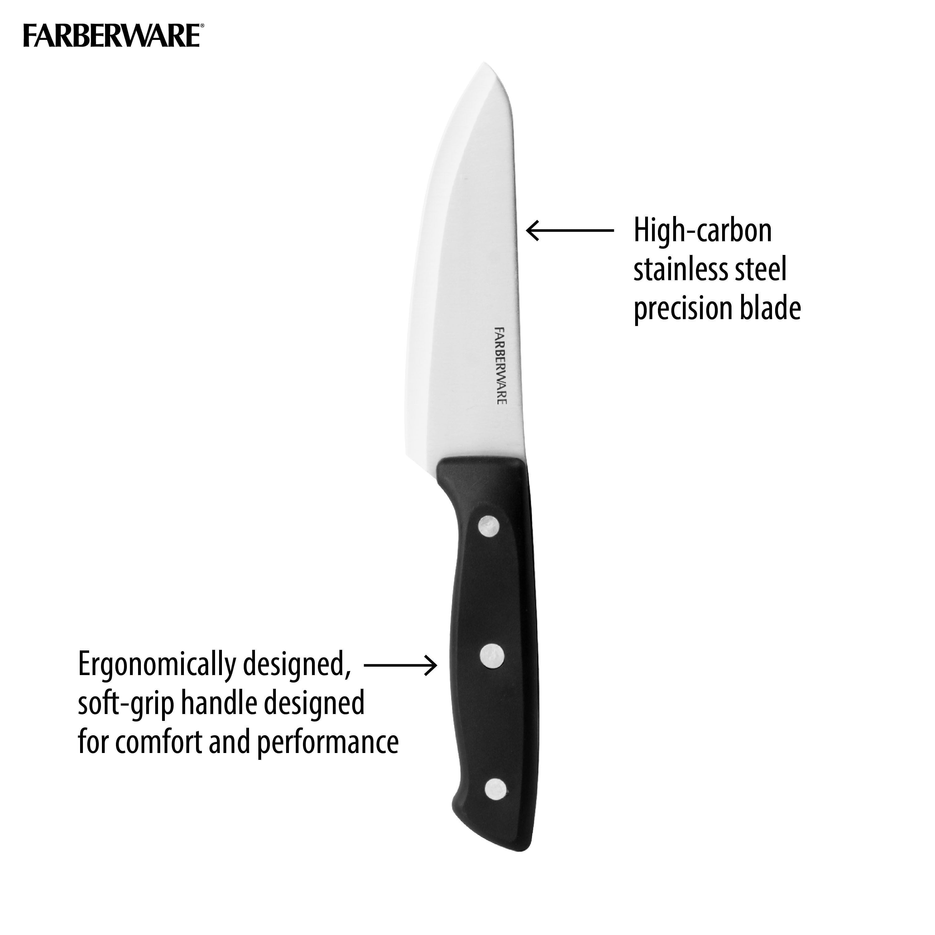 Farberware Classic Stainless Steel 6-Piece Tripe-Riveted Knife Set with Black Handle