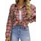 thumbnail image 3 of Camisas de Franela A Cuadros para Mujer, Blusas de Larga de Gran Tamaño con Botones, Tops. Rosa L, 3 of 10