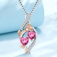 thumbnail image 2 of Taioiat Double Birthstone Necklaces for Women 18K Gold Plated Birthstone Rose Flower Jewelry Anniversary Valentines Day Mother's Day Birthday Gifts for Her Wife Girlfriend Mom, 2 of 7