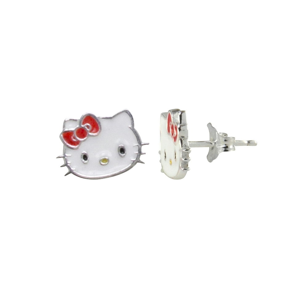 Hello Kitty Sterling Silver with Bow Stud Earrings