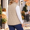 thumbnail image 4 of Cmfcve Womens Plus Size Quilted Vest Stand Collar Sleeveless Puffer Jacket Full Zip Fall Winter Casual Layering Outerwear, 4 of 7
