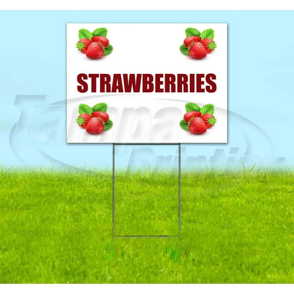 Strawberries (18" x 24") Yard Sign, Includes Metal Step Stake