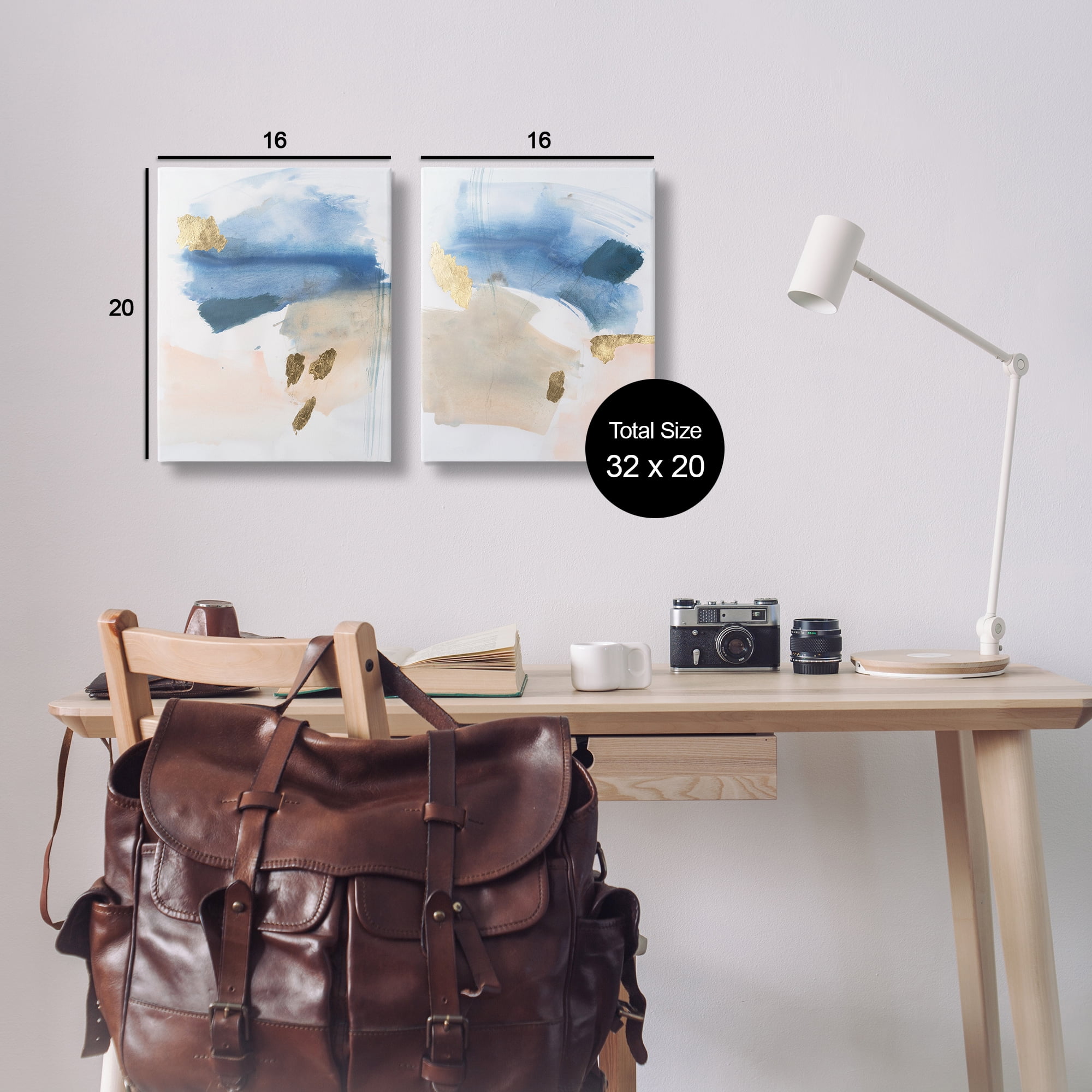 Stupell Industries Beach Themed Abstraction Abstract Painting Wrapped Canvas Art Print Wall Art, 16 x 20, Set of 2