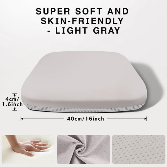 Extra-Large 15.72-Inch Heavy-Duty PU Foam Seat Cushion - Non-Slip Base & Breathable Soft Cover, Extended Back & Hip Support for Office Chairs, Car Seats, Wheelchair - Lightweight Portable Cushion