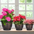 8 inch Plastic Flower Pot with Drainage Hole, Pots for Plants (6 Pack