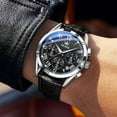 thumbnail image 5 of OLEVS Mens Watches Luxury Chronograph Moon Phase Waterproof Luminous Black Leather Strap Date Silver Classic Watch for Men, 5 of 12