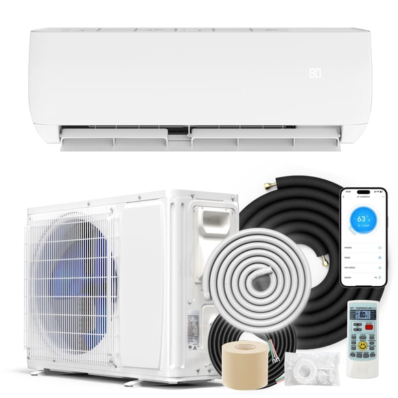 DEXTRUS 12000 BTU Wifi Mini Split AC/Heat Pump, 20 SEER2, 115V, Cools 750 Sq ft, Alexa Compatible, Includes Install Kit, White