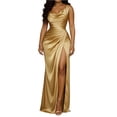 thumbnail image 2 of Bbyeadc Formal Dresses for Women Cocktail Evening Wedding Guest Dress Tight Waist Backless High Slit Bodycon Maxi Dress,Gold (S), 2 of 6