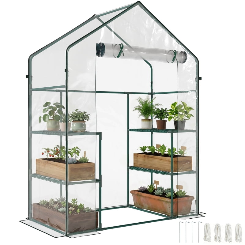 Alvantor Clear 5'x2.5'x6.5' Walk-in Greenhouse with 3-Tier Shelves