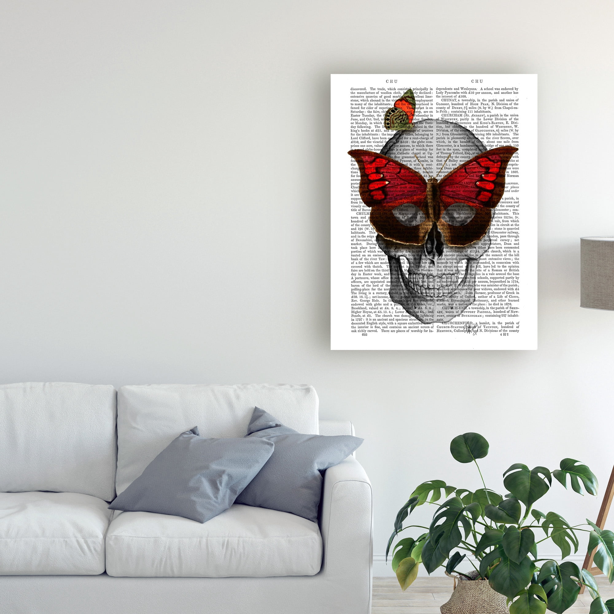 Trademark Fine Art 'Pink Butterfly Mask Skull' Canvas Art by Fab Funky