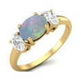thumbnail image 2 of 1.50 Cts Ethiopian Opal 925 Sterling Silver Gold Vermeil Three-Stone Past, Present and Future Ring, 2 of 3