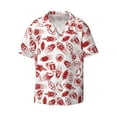 thumbnail image 4 of Uemuo Red Football Pattern Cotton Linen Short Sleeve Shirts,Casual Lightweight Button Down Shirts,Vacation Beach Summer Tops-Medium, 4 of 7
