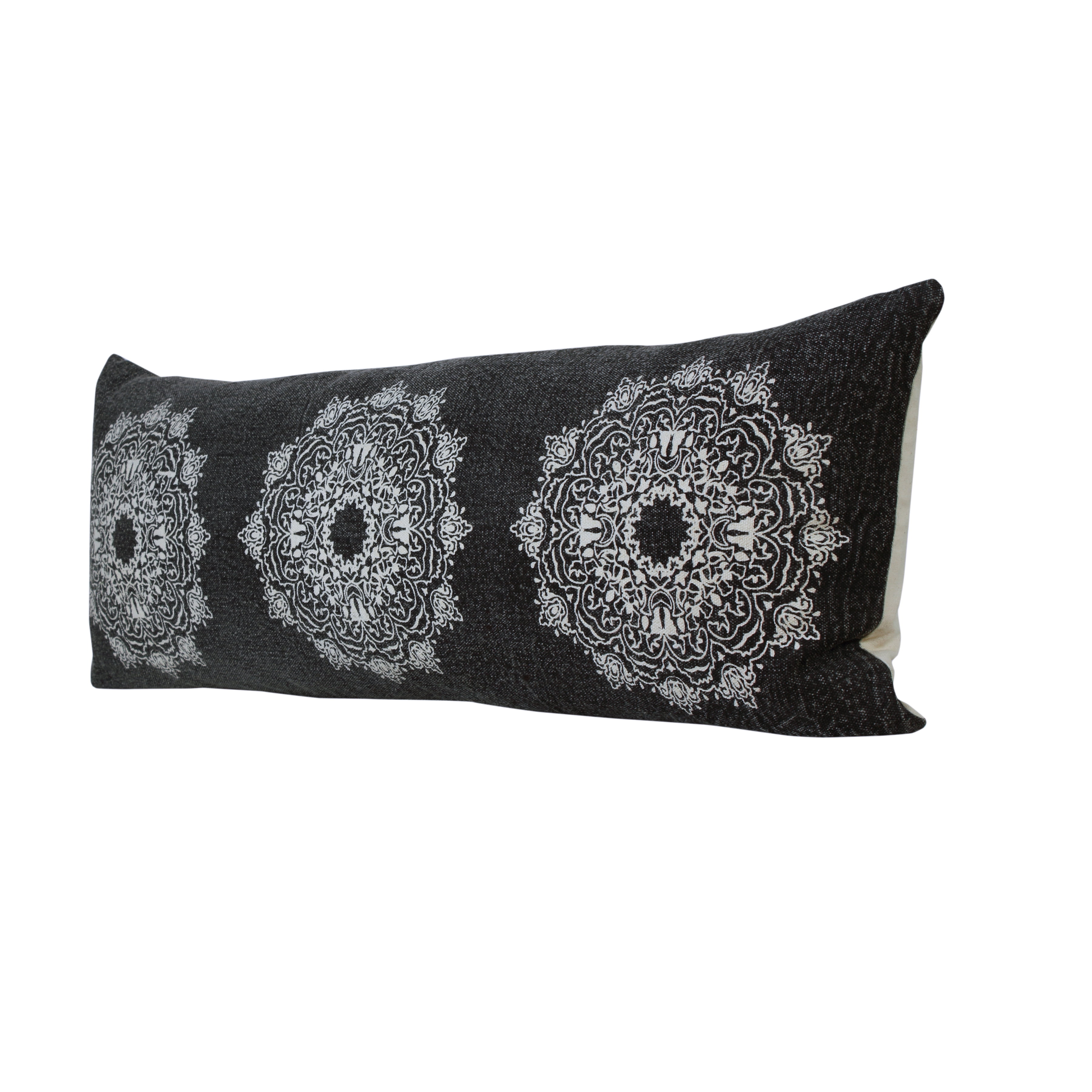 Ox Bay Ava 14" x 36" Black/White Medallion Cotton Adult Decorative Throw Pillow Cover