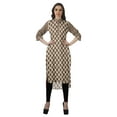 thumbnail image 2 of Moomaya Cotton Mandarin Collar Kurti For Women Knee Long Printed Plus Size Dresses, 2 of 6