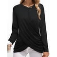 thumbnail image 5 of Weardear Womens Long Sleeve Tops Twist Front Tunic Tops To Wear With Leggings Crewneck Tops, 5 of 5