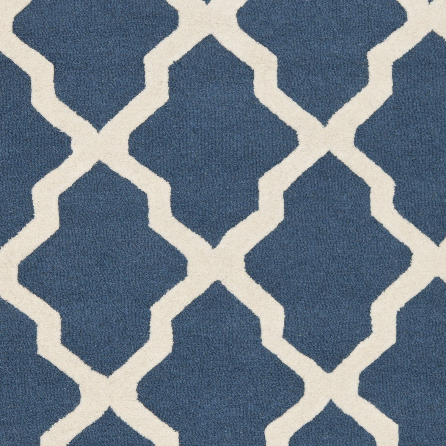 SAFAVIEH Cambridge Liam Geometric Wool Area Rug, Navy Blue/Ivory, 8' x 8' Round