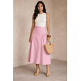 thumbnail image 5 of Moomaya Women’s 100% Cotton Midi Skirt | High Waist Panelled A-Line Flared Skirt with Side Gathers | Soft Breathable Summer Casual Wear, 5 of 6