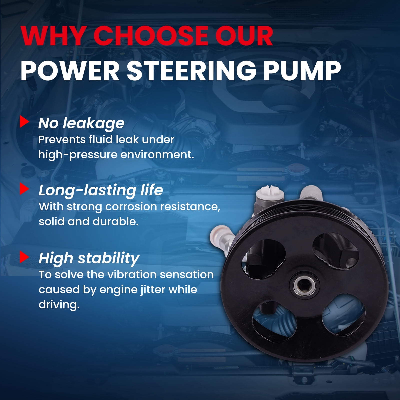 MOCA AUTOPARTS Power Steering Pump Fit for 2001-2007 Toyota Sequoia V8 4.7L & 2000-2006 Toyota Tundra V8 4.7L