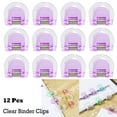 thumbnail image 1 of Lksixu 12 Pcs Clear Binder Paper Clips, Small Plastic Paper Clamps, Multi-Functional File Organizing Clips, Reusable Snack Bag Sealing Clips Colorful Spring Clips Office Supplies, Purple, 1 of 9
