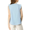 thumbnail image 4 of MODA NOVA Junior's Ruffled Trim Sleeveless Vintage Ruched Blouses Tops Blue M, 4 of 6