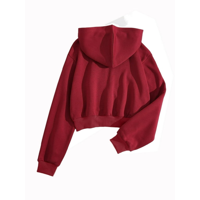 Plain maroon crop hoodie