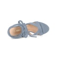 thumbnail image 4 of BLISSFUL STEP Women's Open Toe Crisscross Lace Up Block Heel Sandals Haze Blue 7, 4 of 7