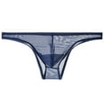thumbnail image 2 of Tao Tao Men's Low Waist Solid Color Half Coverage Triangle Briefs Thin Mesh Bulge Pouch Bikini Briefs Underwear Blue L, 2 of 3