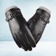 thumbnail image 4 of Guantes de cuero genuino para hombre, cálidos, resistentes al viento, con cobertura total para pantalla táctil, para senderismo, camping, ciclismo y pesca., 4 of 5
