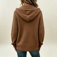 thumbnail image 4 of FENGYOU Womens Zip Up Hooded Cardigan Cable Knit Jacket Loose Casual Long Sleeve Outerwear with Pockets Drawstring Hood Brown L, 4 of 6