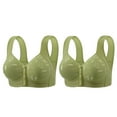 thumbnail image 1 of Yuzhih 2 Pack Full Coverage Wireless Bras for Women No Underwire Compression Front Closure Comfort Bra with Support, 1 of 2