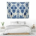 thumbnail image 3 of COMIO Blue Art Flower Wall Tapestry, Blue White Ceramic Glaze Tie Dye Wall Hanging Large Tapestry Decoration Polyester Fiber White Hem Around for Dorm Room Bedroom 40x30 Inch, 3 of 7
