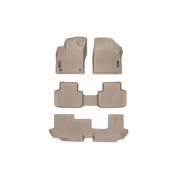 WeatherTech Custom Fit FloorLiners compatible with 2019-2019 VW Atlas - Complete Set (1st, 2nd, & 3rd Row), Tan