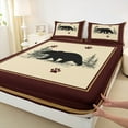 thumbnail image 3 of Manfei Wild Animal Bear Full Size Sheets,Rustic Farmhouse Cabin Bed Sheets,Brown Beige Black Sheet Sets For Girls Boys,Breathable Home Decor,4 Pieces, 3 of 7